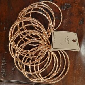 Gold Tone Bangle Bracelet Set. Statement jewelry, costume jewelry.